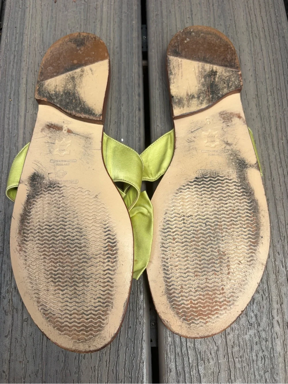 Olivia Rose Tal Lime Green Bow Gingham Slide Sandals